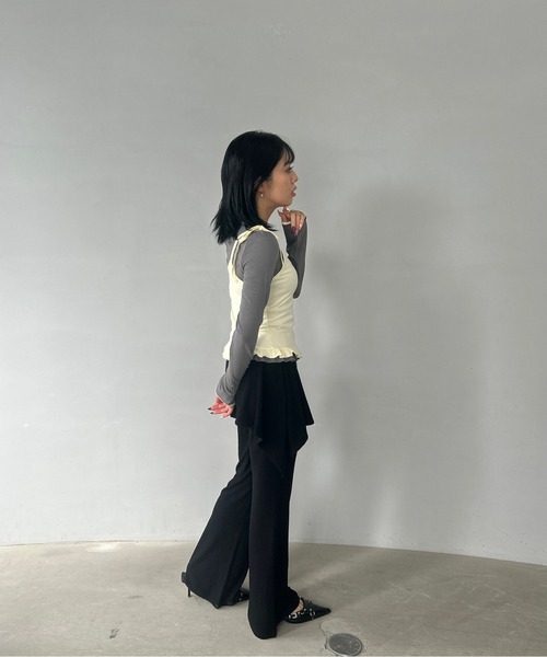 Fano Studios（ファノ ストゥディオズ）の「ウエストゴム レイヤード風 リブフレアパンツ FQ25K051【Fano Studios】【2025AW】（スラックス・レディース・ブラック・M/L/S）」の21枚目の写真