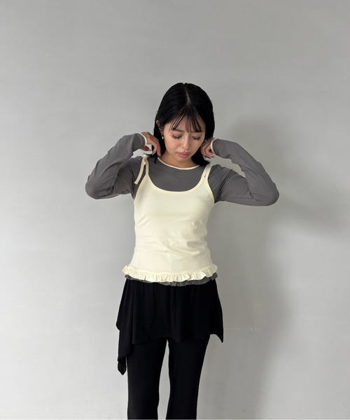 Fano Studios（ファノ ストゥディオズ）の「ウエストゴム レイヤード風 リブフレアパンツ FQ25K051【Fano Studios】【2025AW】（スラックス・レディース・ブラック・M/L/S）」の22枚目の写真