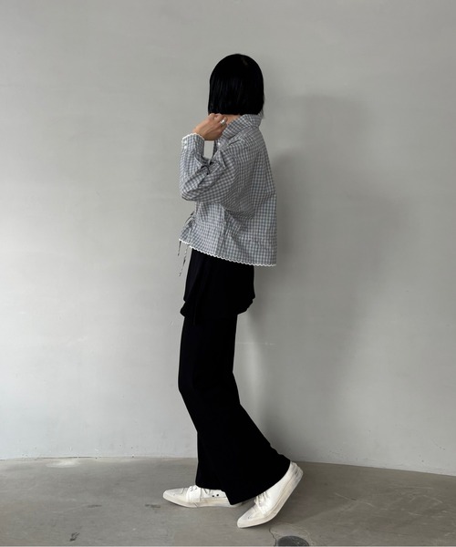 Fano Studios（ファノ ストゥディオズ）の「ウエストゴム レイヤード風 リブフレアパンツ FQ25K051【Fano Studios】【2025AW】（スラックス・レディース・ブラック・M/L/S）」の12枚目の写真