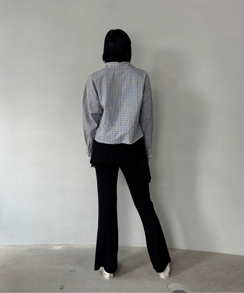 Fano Studios（ファノ ストゥディオズ）の「ウエストゴム レイヤード風 リブフレアパンツ FQ25K051【Fano Studios】【2025AW】（スラックス・レディース・ブラック・M/L/S）」の13枚目の写真