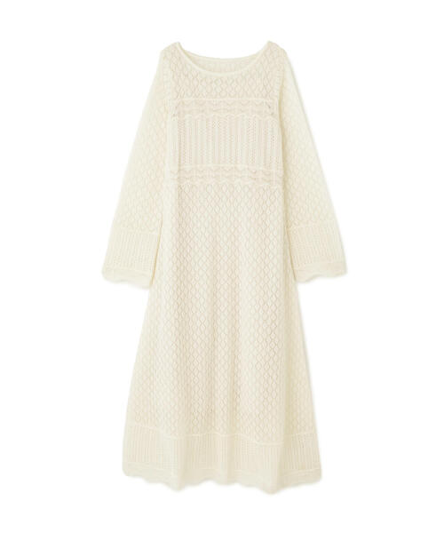NATURAL BEAUTY BASIC(ナチュラルビューティーベーシック)の「◇レーシー編みニットワンピース(ワンピース・レディース・ブラウン/オフホワイト・FREE)」の3枚目の写真