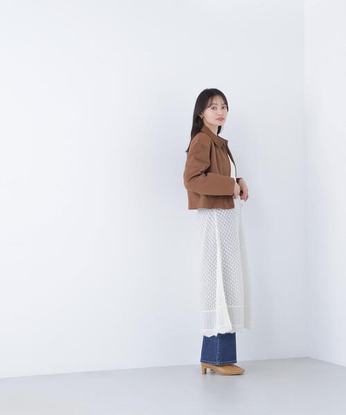 NATURAL BEAUTY BASIC(ナチュラルビューティーベーシック)の「◇レーシー編みニットワンピース(ワンピース・レディース・ブラウン/オフホワイト・FREE)」の8枚目の写真