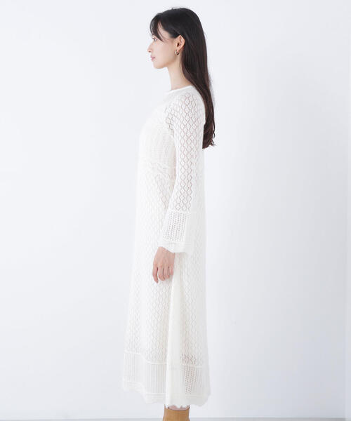 NATURAL BEAUTY BASIC(ナチュラルビューティーベーシック)の「◇レーシー編みニットワンピース(ワンピース・レディース・ブラウン/オフホワイト・FREE)」の10枚目の写真