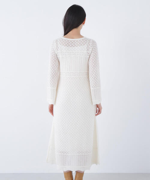 NATURAL BEAUTY BASIC(ナチュラルビューティーベーシック)の「◇レーシー編みニットワンピース(ワンピース・レディース・ブラウン/オフホワイト・FREE)」の11枚目の写真