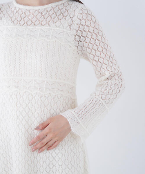 NATURAL BEAUTY BASIC(ナチュラルビューティーベーシック)の「◇レーシー編みニットワンピース(ワンピース・レディース・ブラウン/オフホワイト・FREE)」の13枚目の写真