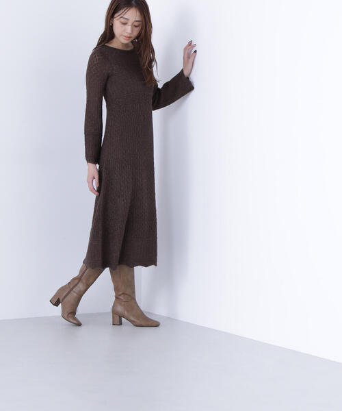 NATURAL BEAUTY BASIC(ナチュラルビューティーベーシック)の「◇レーシー編みニットワンピース(ワンピース・レディース・ブラウン/オフホワイト・FREE)」の20枚目の写真