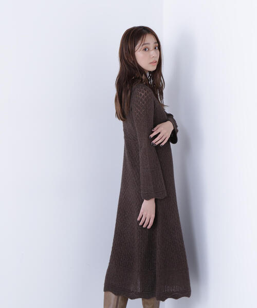 NATURAL BEAUTY BASIC(ナチュラルビューティーベーシック)の「◇レーシー編みニットワンピース(ワンピース・レディース・ブラウン/オフホワイト・FREE)」の21枚目の写真