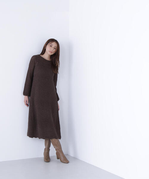 NATURAL BEAUTY BASIC(ナチュラルビューティーベーシック)の「◇レーシー編みニットワンピース(ワンピース・レディース・ブラウン/オフホワイト・FREE)」の22枚目の写真