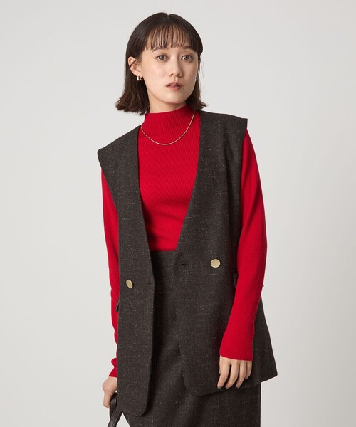 green label relaxing（グリーンレーベルリラクシング）の「スラブ ジレ（ベスト・レディース・ナチュラル/ダークブラウン/ネイビー・38/36）」の2枚目の写真