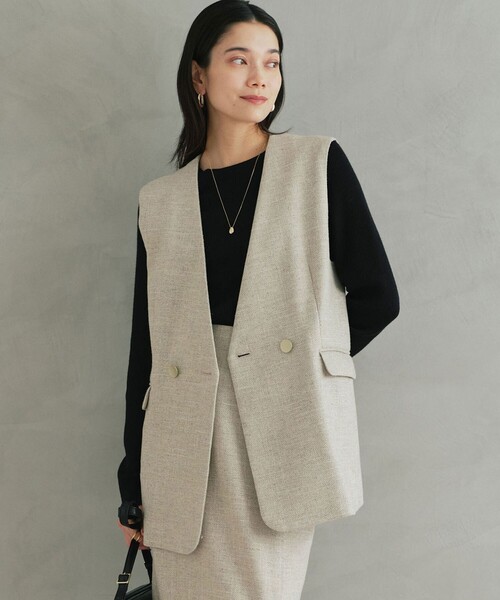 新品タグ付き　スラブジレ　ベージュ スラブ ジレ（ベスト）｜green label relaxing（グリーンレーベル