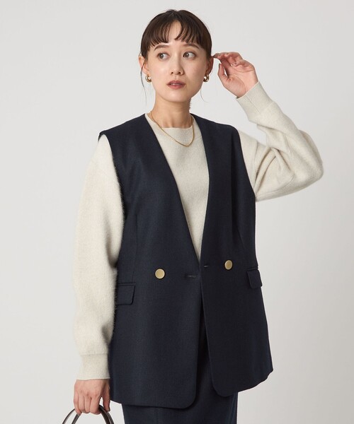 green label relaxing（グリーンレーベルリラクシング）の「スラブ ジレ（ベスト・レディース・ナチュラル/ダークブラウン/ネイビー・38/36）」の3枚目の写真