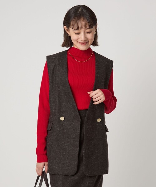 green label relaxing（グリーンレーベルリラクシング）の「スラブ ジレ（ベスト・レディース・ナチュラル/ダークブラウン/ネイビー・38/36）」の9枚目の写真