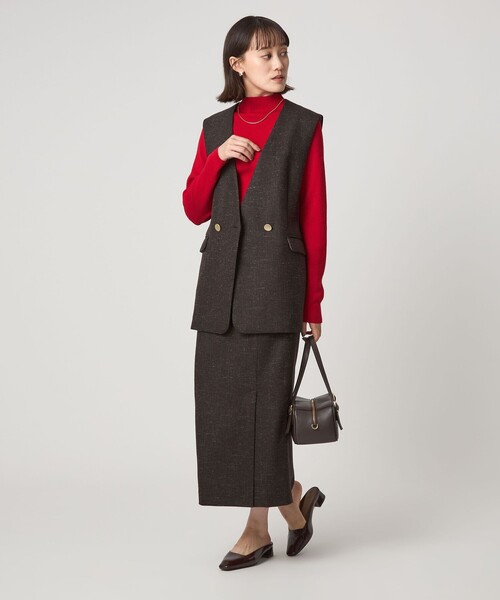 green label relaxing（グリーンレーベルリラクシング）の「スラブ ジレ（ベスト・レディース・ナチュラル/ダークブラウン/ネイビー・38/36）」の10枚目の写真