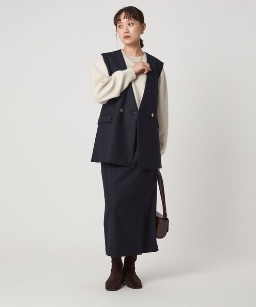 green label relaxing（グリーンレーベルリラクシング）の「スラブ ジレ（ベスト・レディース・ナチュラル/ダークブラウン/ネイビー・38/36）」の14枚目の写真