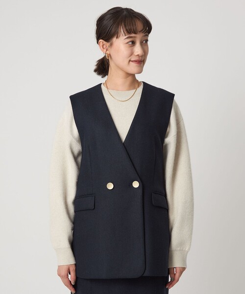 green label relaxing（グリーンレーベルリラクシング）の「スラブ ジレ（ベスト・レディース・ナチュラル/ダークブラウン/ネイビー・38/36）」の20枚目の写真