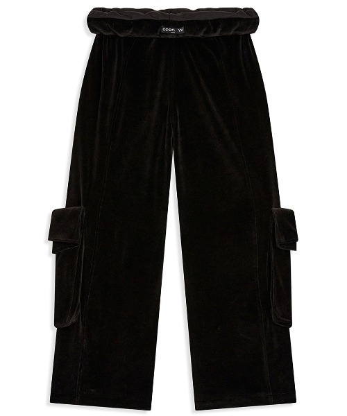 OPEN Yy（オープンワイワイ）の「OPEN Yy/オープンワイワイ/ROLLED WAIST VELOUR CARGO PANTS（カーゴパンツ・レディース・ブラック・M/S）」の5枚目の写真