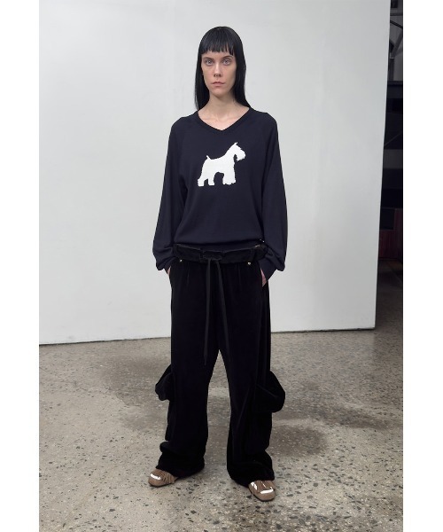 OPEN Yy（オープンワイワイ）の「OPEN Yy/オープンワイワイ/ROLLED WAIST VELOUR CARGO PANTS（カーゴパンツ・レディース・ブラック・M/S）」の3枚目の写真