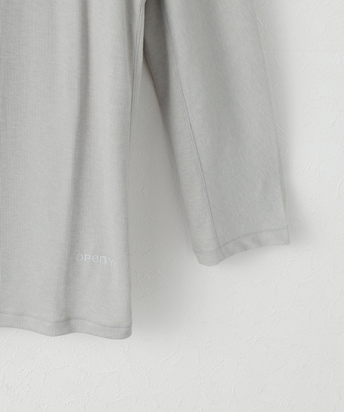 OPEN Yy（オープンワイワイ）の「【Geek Office / ギークオフィス】OPEN YY Knitted SCOOP NECK LOUNGE TOP（Tシャツ/カットソー・レディース・ホワイト/チャコールグレー・SMALL）」の9枚目の写真