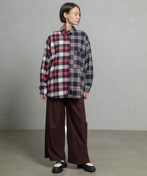 MARECHAL TERRE（マルシャルテル）の「チェックロングシャツ（シャツ/ブラウス・レディース・ブラック/ネイビー/レッド/グリーン・MEDIUM）」の11枚目の写真