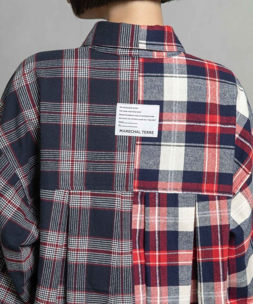 MARECHAL TERRE（マルシャルテル）の「チェックロングシャツ（シャツ/ブラウス・レディース・ブラック/ネイビー/レッド/グリーン・MEDIUM）」の16枚目の写真