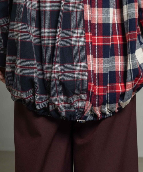 MARECHAL TERRE（マルシャルテル）の「チェックロングシャツ（シャツ/ブラウス・レディース・ブラック/ネイビー/レッド/グリーン・MEDIUM）」の17枚目の写真