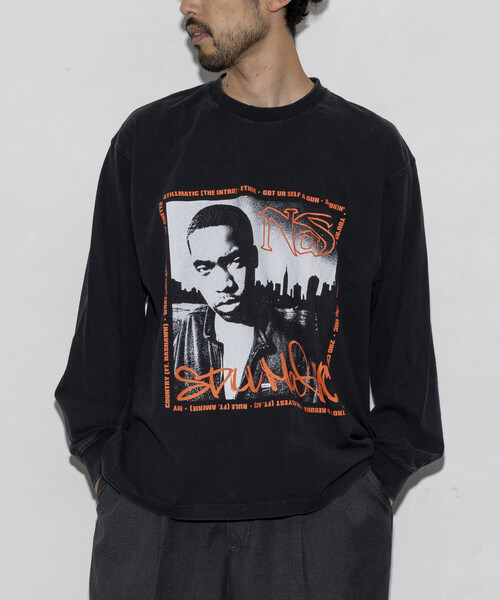 セール】【EXCLUSIVE】 Nas front print L/S Tee /ナズ フロント