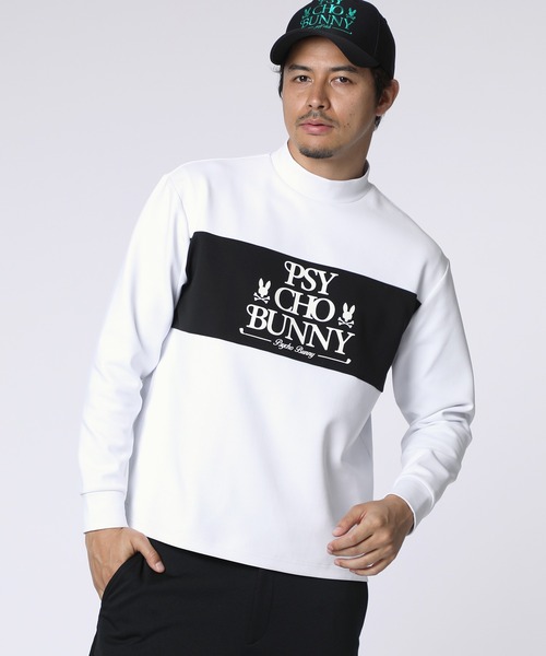 セール】[GOLF]モダングラフィック バイカラーモックネックTシャツ（T