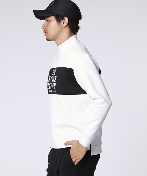 セール】[GOLF]モダングラフィック バイカラーモックネックTシャツ（T