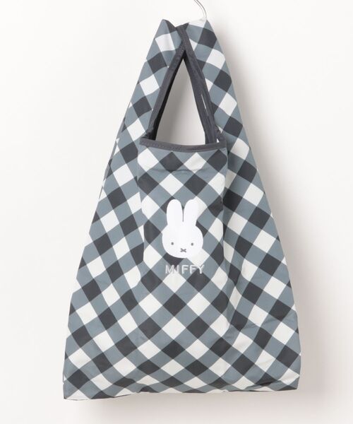 Miffy( ミッフィー)の「miffy/ミッフィー ダイアゴナルチェックシリーズ エコバッグ(エコバッグ/サブバッグ・レディース・グレー/ベージュ・ONE SIZE)」の1枚目の写真