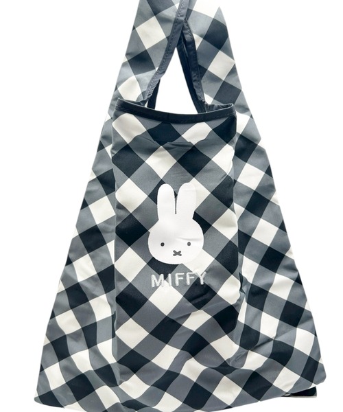 Miffy( ミッフィー)の「miffy/ミッフィー ダイアゴナルチェックシリーズ エコバッグ(エコバッグ/サブバッグ・レディース・グレー/ベージュ・ONE SIZE)」の9枚目の写真