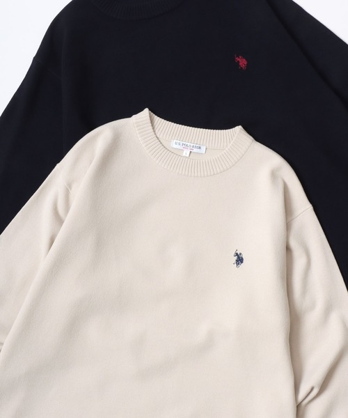 U.S. POLO ASSN.(ユーエスポロアッスン)の「U.S. POLO ASSN./ユーエスポロアッスン オーバーサイズ ハイゲージニット ロゴ ワンポイント刺繍 クルーネック セーター/レディース メンズ(ニット/セーター・メンズ・グレー/ブラック/オートミール/ネイビー・M/L/LL)」の4枚目の写真