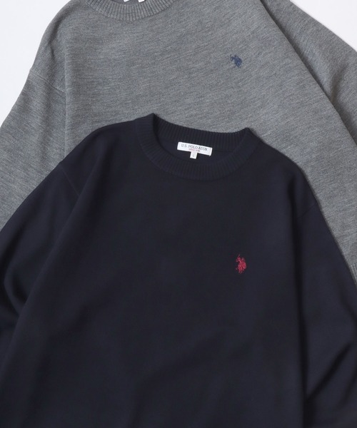 U.S. POLO ASSN.(ユーエスポロアッスン)の「U.S. POLO ASSN./ユーエスポロアッスン オーバーサイズ ハイゲージニット ロゴ ワンポイント刺繍 クルーネック セーター/レディース メンズ(ニット/セーター・メンズ・グレー/ブラック/オートミール/ネイビー・M/L/LL)」の1枚目の写真