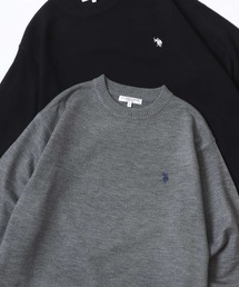 U.S. POLO ASSN./ユーエスポロアッスン オーバーサイズ ハイゲージニット ロゴ ワンポイント刺繍 クルーネック セーター/レディース メンズ