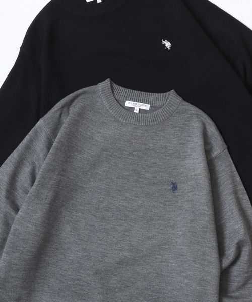 U.S. POLO ASSN.(ユーエスポロアッスン)の「U.S. POLO ASSN./ユーエスポロアッスン オーバーサイズ ハイゲージニット ロゴ ワンポイント刺繍 クルーネック セーター/レディース メンズ(ニット/セーター・メンズ・グレー/ブラック/オートミール/ネイビー・M/L/LL)」の3枚目の写真