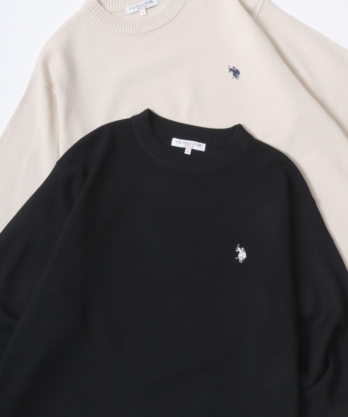 U.S. POLO ASSN.(ユーエスポロアッスン)の「U.S. POLO ASSN./ユーエスポロアッスン オーバーサイズ ハイゲージニット ロゴ ワンポイント刺繍 クルーネック セーター/レディース メンズ(ニット/セーター・メンズ・グレー/ブラック/オートミール/ネイビー・M/L/LL)」の2枚目の写真