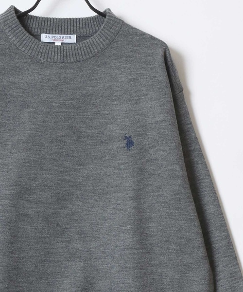 U.S. POLO ASSN.(ユーエスポロアッスン)の「U.S. POLO ASSN./ユーエスポロアッスン オーバーサイズ ハイゲージニット ロゴ ワンポイント刺繍 クルーネック セーター/レディース メンズ(ニット/セーター・メンズ・グレー/ブラック/オートミール/ネイビー・M/L/LL)」の6枚目の写真