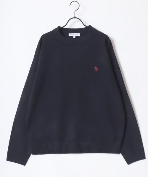 U.S. POLO ASSN.(ユーエスポロアッスン)の「U.S. POLO ASSN./ユーエスポロアッスン オーバーサイズ ハイゲージニット ロゴ ワンポイント刺繍 クルーネック セーター/レディース メンズ(ニット/セーター・メンズ・グレー/ブラック/オートミール/ネイビー・M/L/LL)」の12枚目の写真