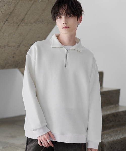 ASTRONOMY（アストロノミー）の「【イージーケア】コットンポンチハーフジップ長袖プルオーバー（その他トップス・メンズ・ホワイト/ブラック/グレー/チャコール/ブルー/ワイン・S/M/L/XL）」の2枚目の写真