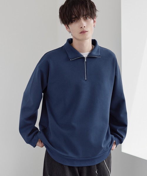 イージーケア】コットンポンチハーフジップ長袖プルオーバー（その他