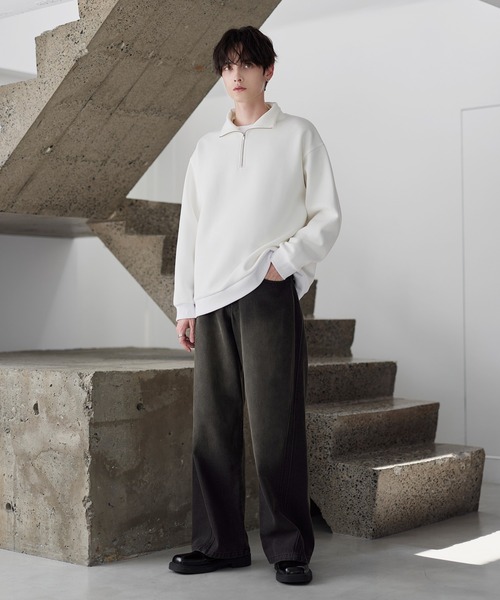 イージーケア】コットンポンチハーフジップ長袖プルオーバー（その他