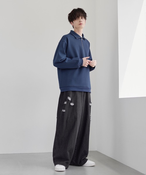 ASTRONOMY（アストロノミー）の「【イージーケア】コットンポンチハーフジップ長袖プルオーバー（その他トップス・メンズ・ホワイト/ブラック/グレー/チャコール/ブルー/ワイン・S/M/L/XL）」の17枚目の写真