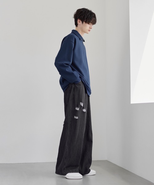 ASTRONOMY（アストロノミー）の「【イージーケア】コットンポンチハーフジップ長袖プルオーバー（その他トップス・メンズ・ホワイト/ブラック/グレー/チャコール/ブルー/ワイン・S/M/L/XL）」の20枚目の写真