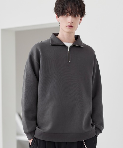 ASTRONOMY（アストロノミー）の「【イージーケア】コットンポンチハーフジップ長袖プルオーバー（その他トップス・メンズ・ホワイト/ブラック/グレー/チャコール/ブルー/ワイン・S/M/L/XL）」の7枚目の写真