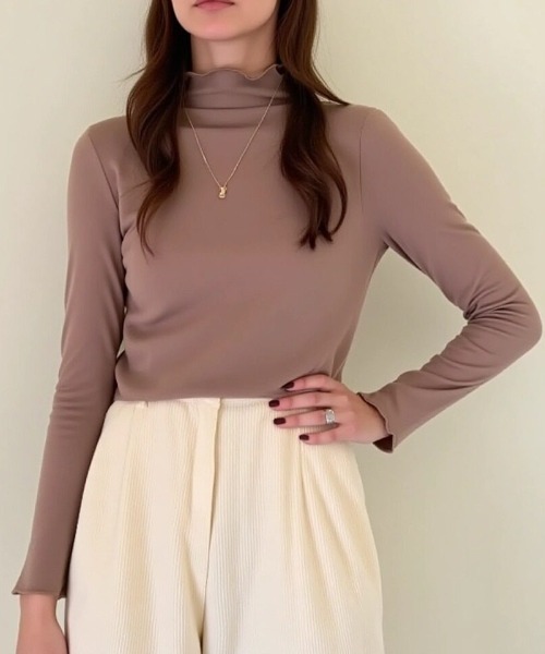 cammie(キャミー)の「ハイネックメロープルオーバー(Tシャツ/カットソー・レディース・モカ/ブラック/ホワイト・F)」の14枚目の写真