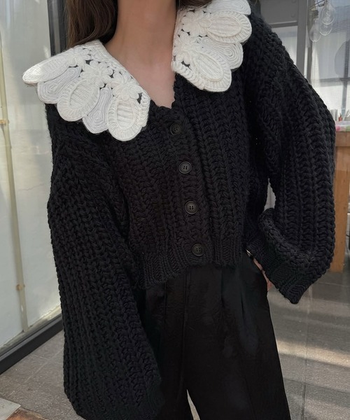 motif collar removal knit cardigan（カーディガン/ボレロ  