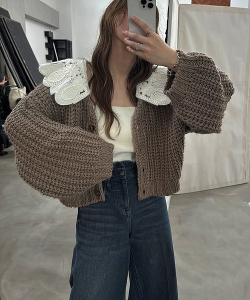 WILLFULLY グレー　ニットカーディガン WILLFULLY - brushed lightly reversible knit cardigan