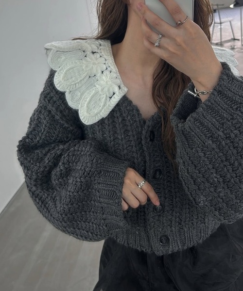 【新品タグ付】ウィルフリー motif collar カーディガン ウィルフリー motif collar カーディガン