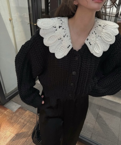 WILLFULLY（ウィルフリー）の「motif collar removal knit cardigan（カーディガン/ボレロ・レディース・チャコールグレー/モカ/ブラック・FREE）」の13枚目の写真