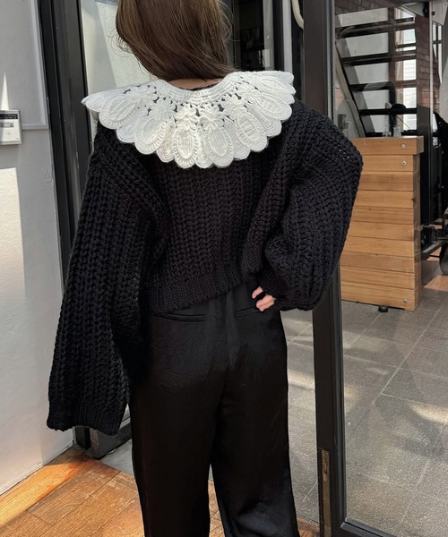 WILLFULLY（ウィルフリー）の「motif collar removal knit cardigan（カーディガン/ボレロ・レディース・チャコールグレー/モカ/ブラック・FREE）」の21枚目の写真