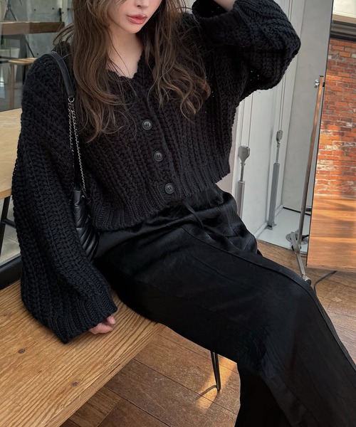 WILLFULLY（ウィルフリー）の「motif collar removal knit cardigan（カーディガン/ボレロ・レディース・チャコールグレー/モカ/ブラック・FREE）」の19枚目の写真